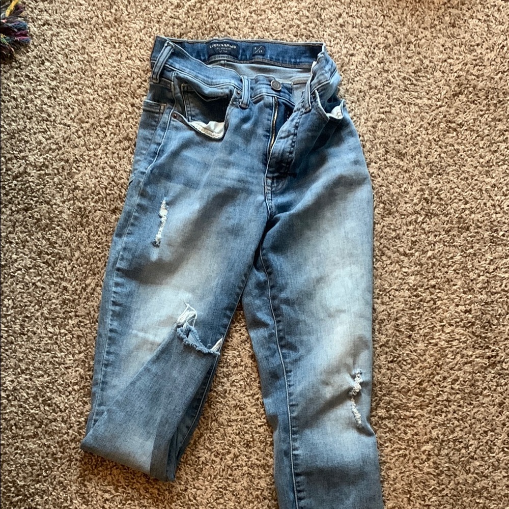 Distressed Blue Jeans